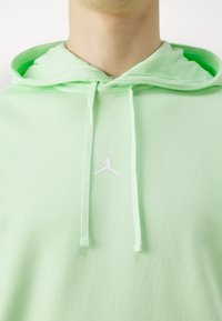Hoodie verde claro feito de tecido suave, com um logotipo Jumpman branco no peito e cordões ajustáveis na capuz.