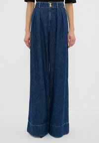 adL PLEATED WIDE LEG  - Wide leg - NAVY BLUE