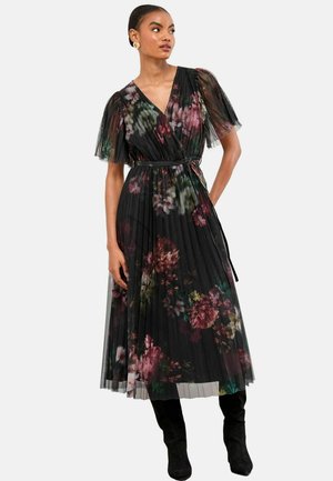 REGULAR FIT - SHORT SLEEVE MIDI - Freizeitkleid - black floral