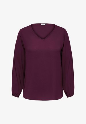 ONLY Carmakoma, CARVICA L/S V-NECK TOP WVN NOOS - Blusa - fig