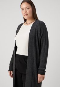 ONLY Carmakoma CARTESS LONG OPEN CARDIGAN - Kardigán - dark grey melange