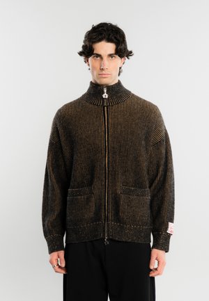 Another Cotton Lab, ANOTHER WASHED ZIP KNIT - Gilet - washed black knit