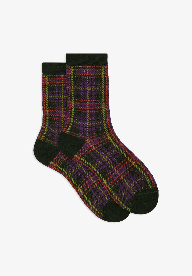 Gallo SHORT BURGUNDY AND WITH TARTAN - Calze - foresta