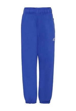 Blauwe sweatpants met een elastische tailleband, taps toelopende boorden en een logodetail. Gemaakt van zachte stof voor comfort en bewegingsvrijheid.
