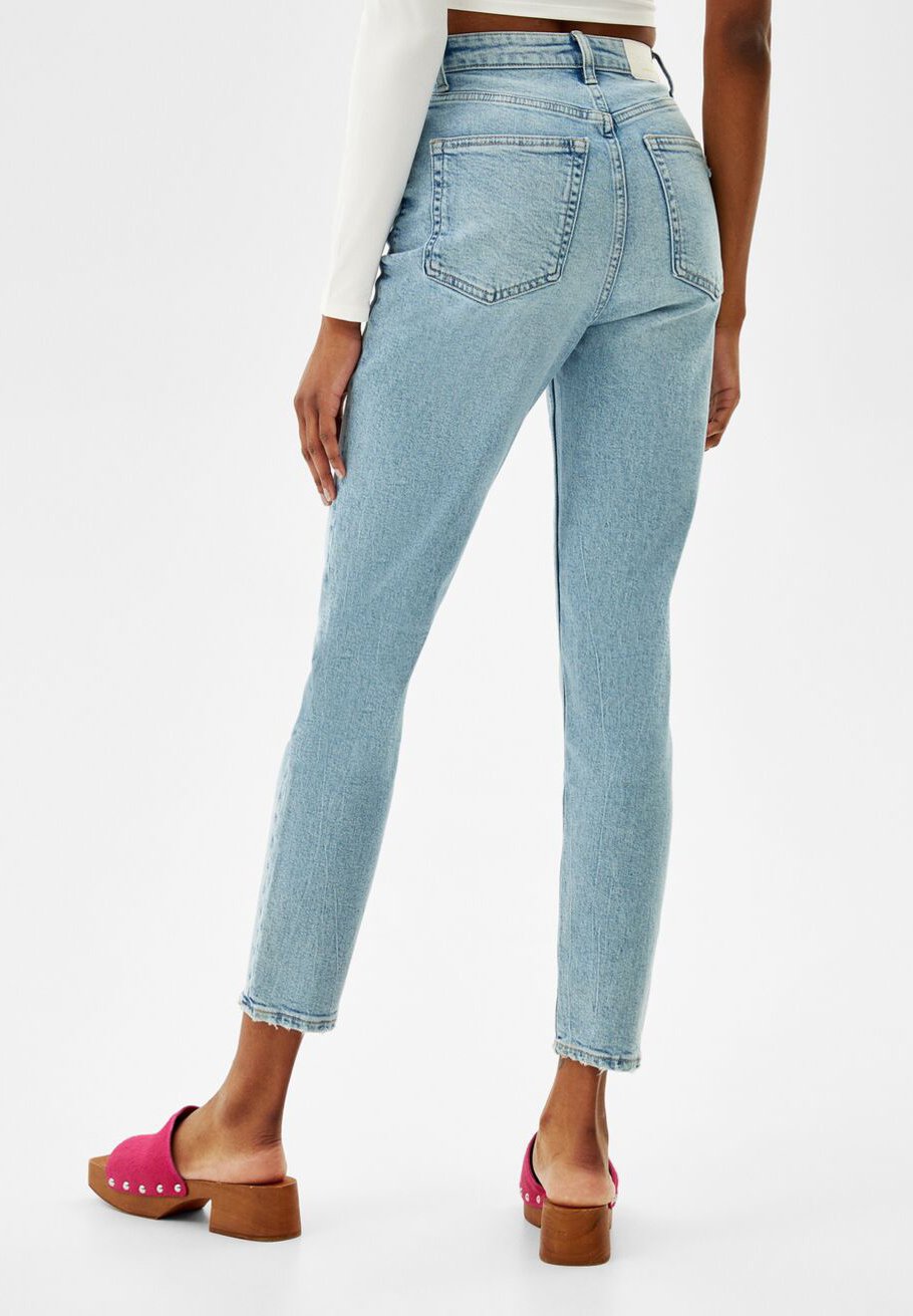 Bershka MOM - Slim fit jeans - blue denim - Zalando.de