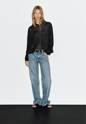 Massimo Dutti SEMI-SHEER LOOSE-FITTING V-NECK - Trui - black