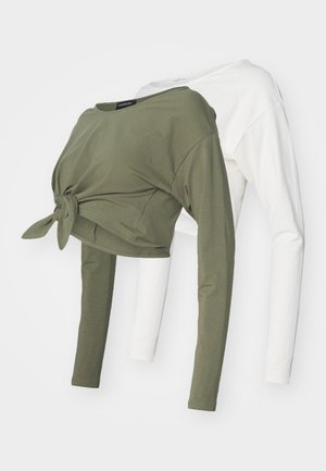 Even&Odd Maternity 2 PACK - Longsleeve - dark green/off-white