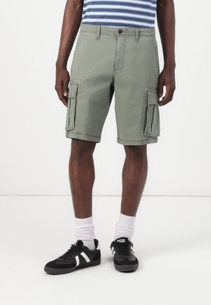 Gröna cargoshorts i bomull, med sidofickor, uppvikt nederkant och en klassisk passform. Matchas med svarta sneakers och vita strumpor.