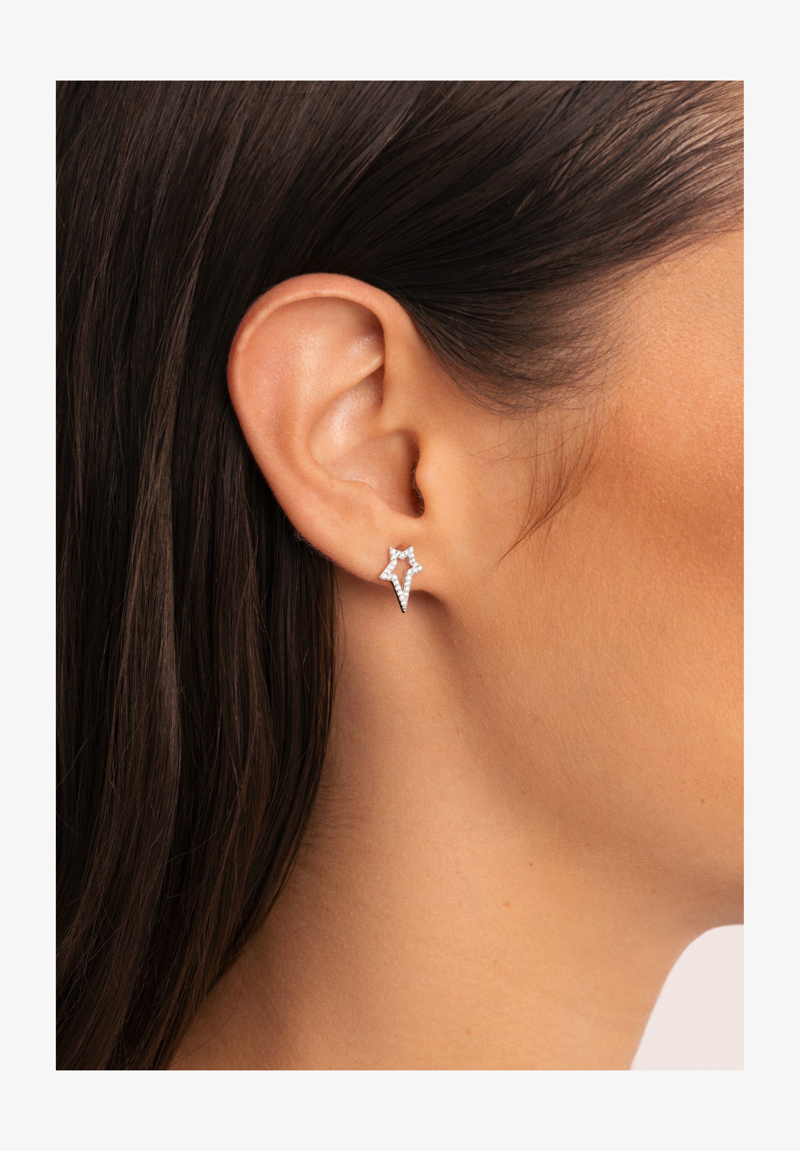 Dew Orecchini A Perno In Argento 925 Con Zirconi - Forma Irregolare, Lucidi, In Confezione Regalo
