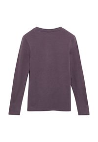 Langsleeve shirt in een gedempte paarse kleur, gemaakt van zachte stof met een ronde hals en rechte manchet. Geen zichtbare patronen of accenten.