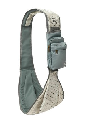 Τσάντα crossbody τύπου sling από απαλό πράσινο ύφασμα με τσέπες με φερμουάρ και επενδυμένο λουρί με ελαφρύ σχέδιο στη φόδρα.