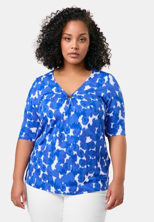 Samoon Print T-shirt - skydiver blue gemustert