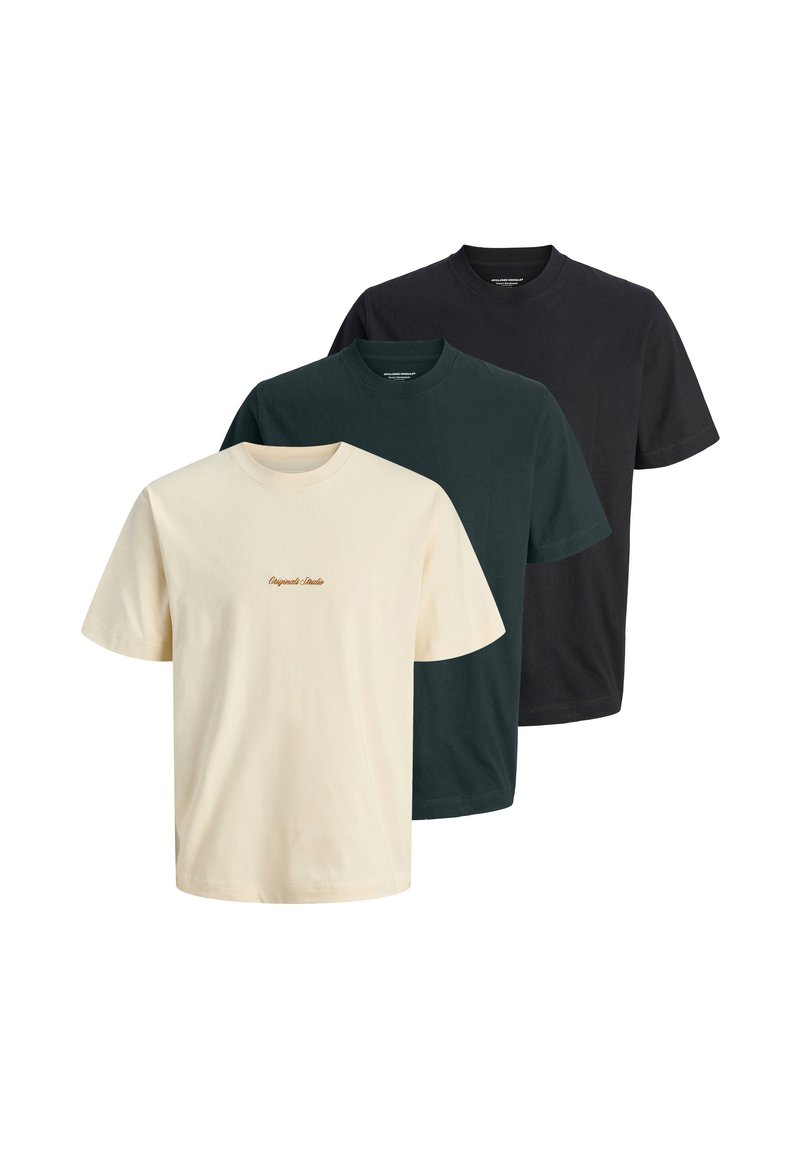 Jack & Jones 3ER PACK NORREBRO - T-shirt basic - schwarz grau beige