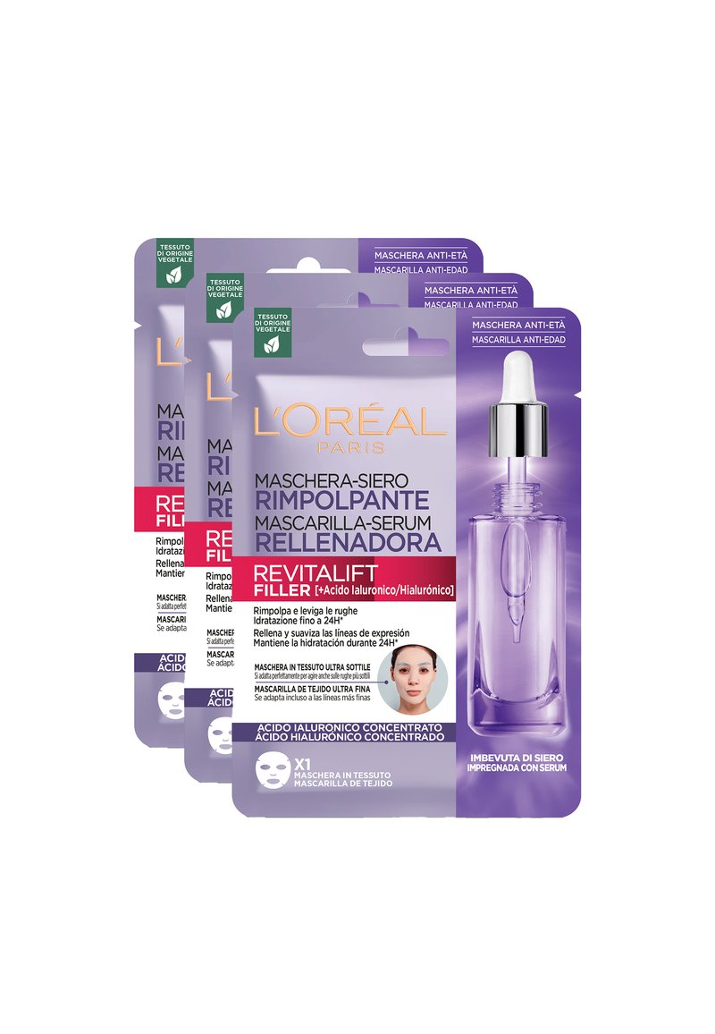 L'Oréal Paris - L'ORÉAL PARIS FILLER MASCHERA IN TESSUTO OCCHI - 3 PACK - Maschera viso - trasparente, Ingrandire