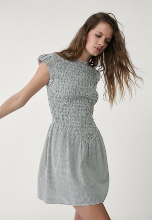 SHORT GATHERED GINGHAM - Robe de jour - grey