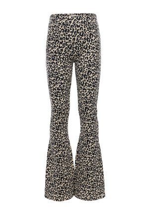 FLARED JAQUARD LEOPARD - Broek - beige