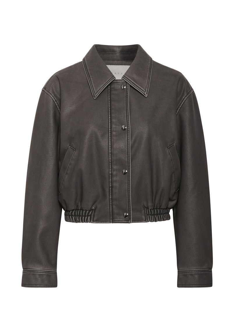 Kaffe Imitatieleren jas zwart