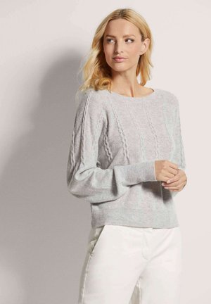 MADELEINE, RUNDHALS MIT ZOPFMUSTER - Trui - silver gray   wool white   melange