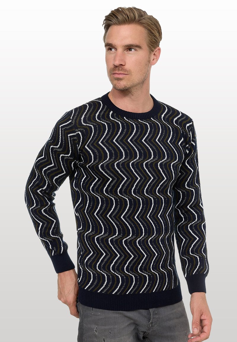 Rusty Neal - Pullover Uomo Girocollo Button Maglione Inverno Chiner Maglia Grande Maglia Caldo Girocollo Basic Maglione Idee Regali Noel, San Valentino 13363, Nero , S