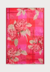 FLORAL CHECKED WRAP SCARF - Scarf - vail orange