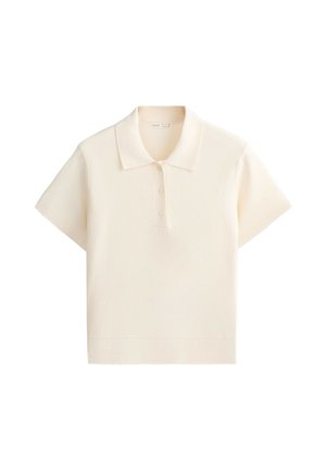 OYSHO, SHORT-SLEEVED BUTTON KNIT POLO SHIRT - Polo - ecru