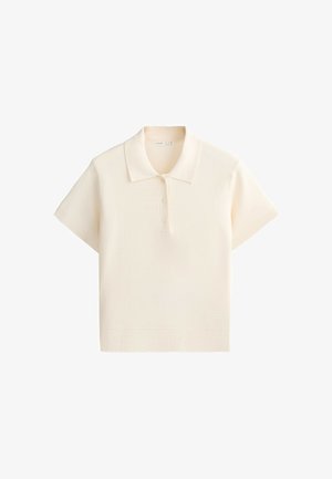 OYSHO, SHORT-SLEEVED BUTTON KNIT POLO SHIRT - Polo - ecru