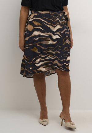 Kaffe Curve LANA - Falda acampanada - black brown tiger print