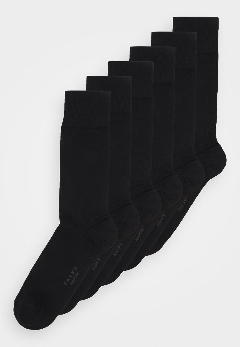 FALKE Dames Sokken Happy Multipack W So katoen eenkleurig 6 paar, Zwart Black 3000, 35-38
