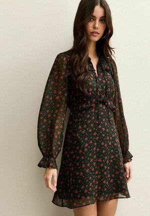 ROSE LONG SLEEVE FRILL  MINI  - Robe de jour - black pattern