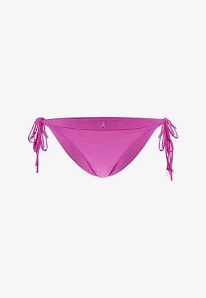 Roze bikini onderkant met verstelbare strikjes aan beide zijkanten. Glad, zacht materiaal met minimale bedekking en een naadloos ontwerp.