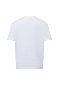 Weißes, kurzärmliges T-Shirt mit rundem Ausschnitt. Weiches Baumwollmaterial, einfarbig, schlichtes Design und keine sichtbaren Muster oder Akzente.