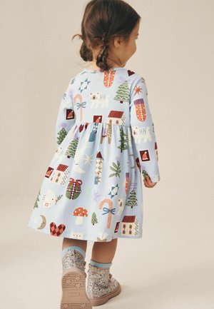 Next, LONG SLEEVE RIBBED DRESS - Vestido de punto - blue
