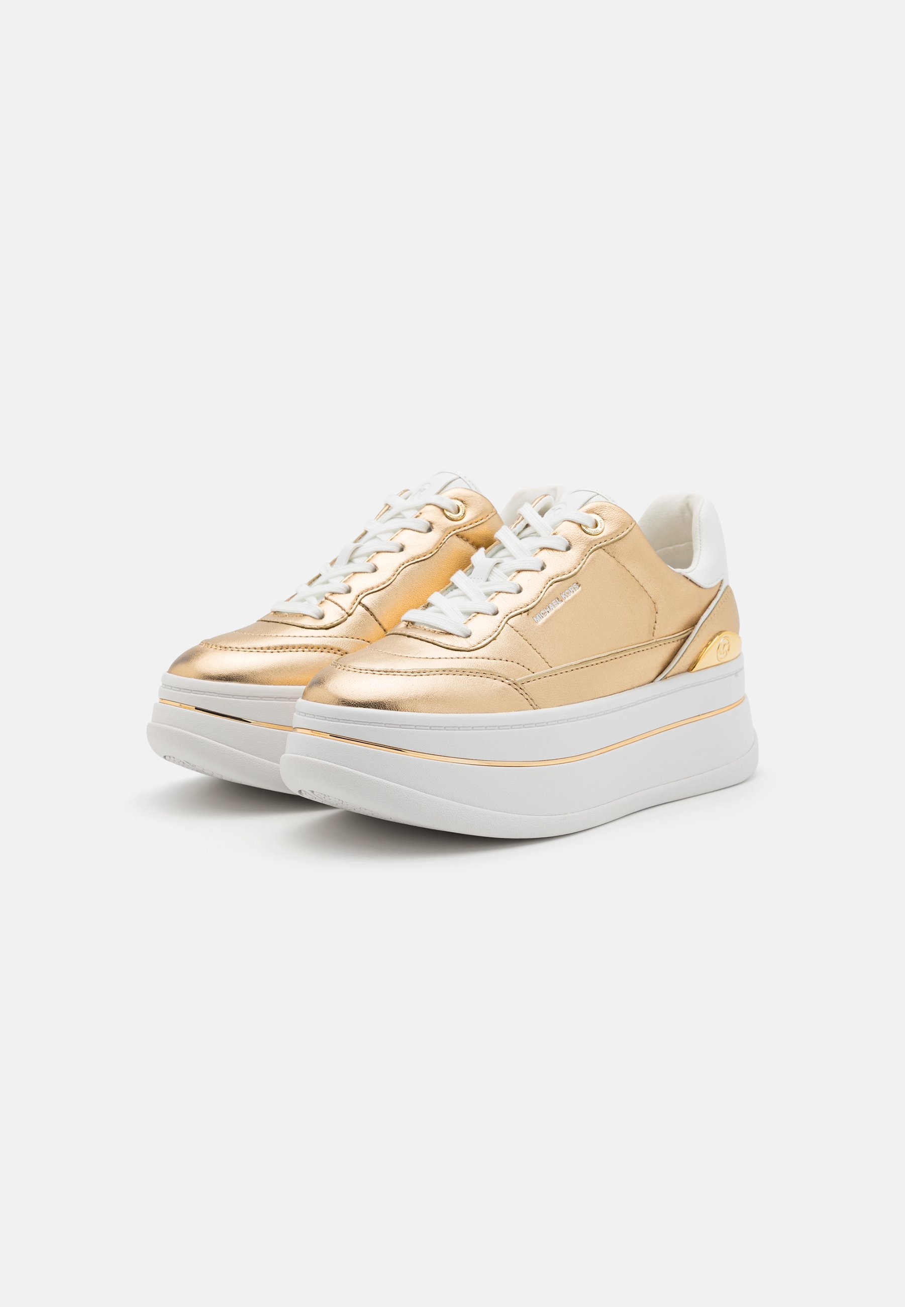 MICHAEL Michael Kors HAYES LACE UP - Trainers - optic white/pale gold/gold-coloured  - Zalando.co.uk