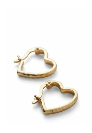 Cercei cerc cerc forma de inimă ton auriu, cu închizători cu balama, afișați pe un fundal alb.