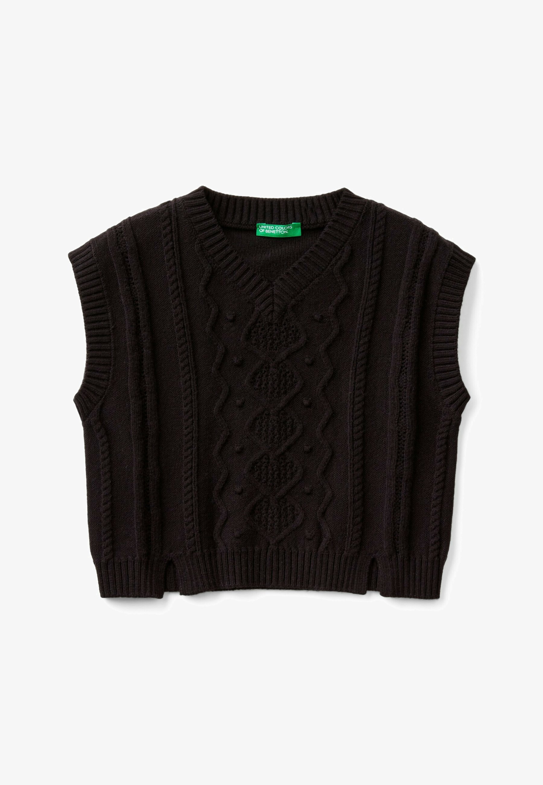 United Colors of Benetton WITH HEART-STITCH PATTERN Top black