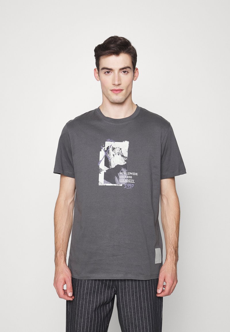 Jack & Jones JORBLOKE TEE CREW NECK - T-shirt estampada - asphalt