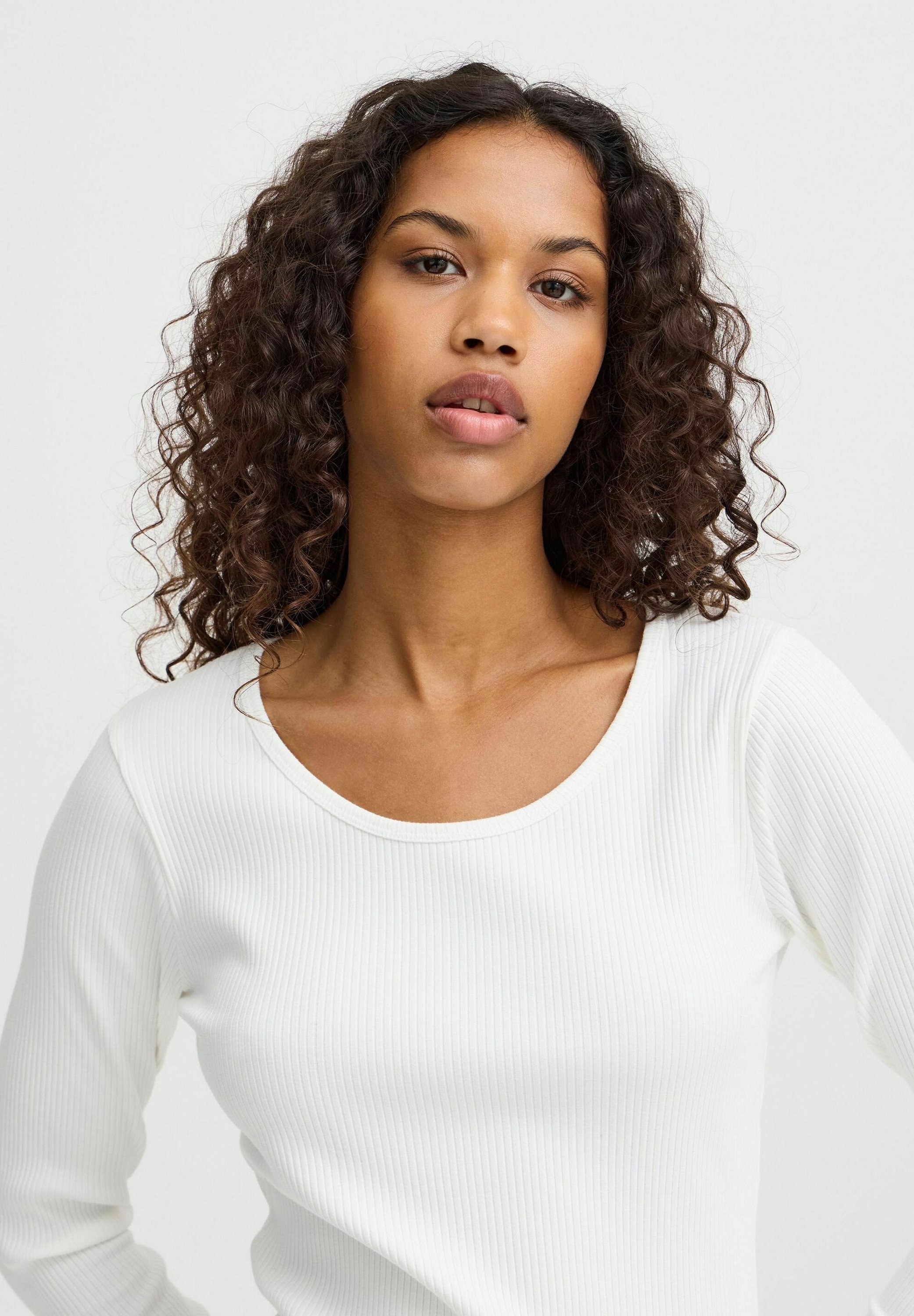 ICHI IHPALMER RIB - Langærmet T-shirt - cloud dancer/hvid