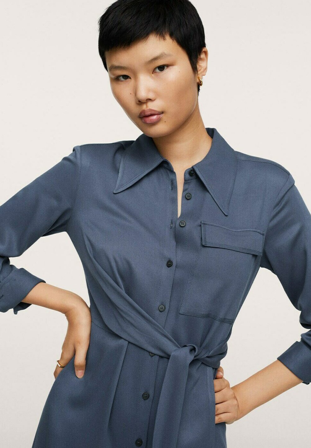 Mango Shirt dress - bleu/dark blue 