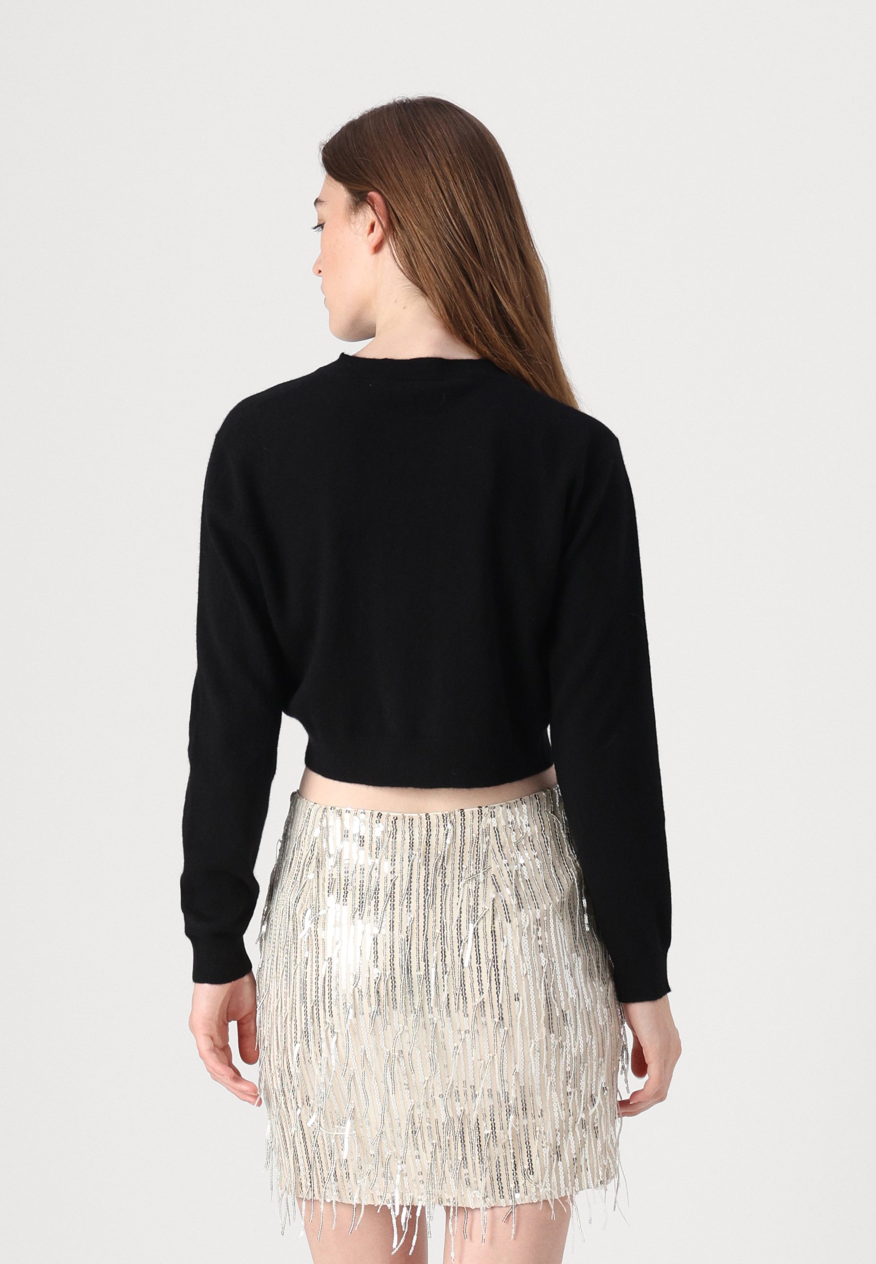 pure cashmere CROP LONG SLEEVE - Jersey de punto - black/negro
