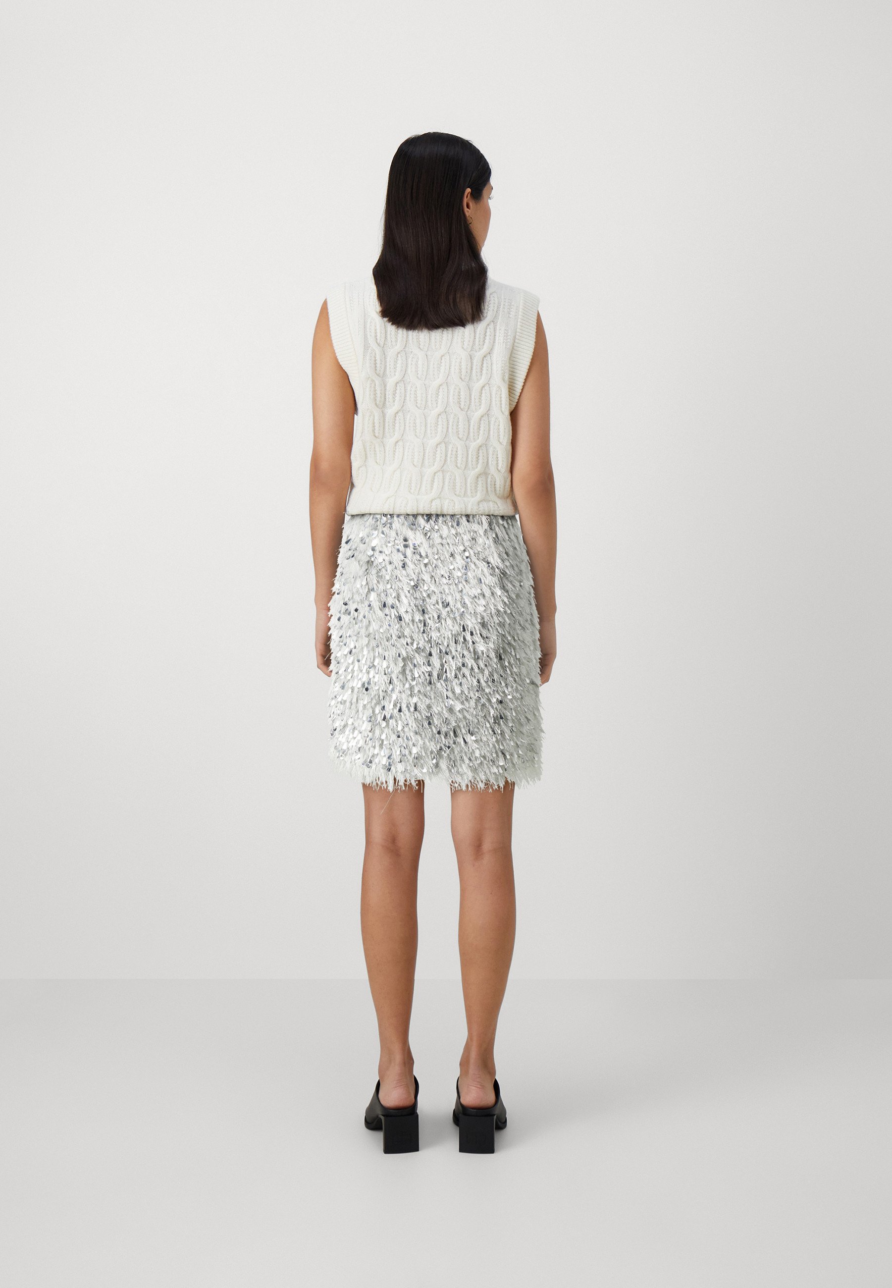 スカート ELISABETTA FRANCHI Woman Skirt White GO073 045 White Elisabetta Franchi midi skirt with scarf