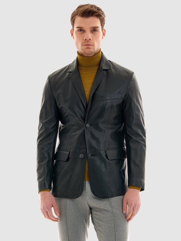 Lederjacke - schwarz