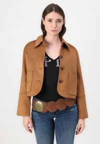 Abercrombie & Fitch Vegan Suede Button-Through Jacket - Veste mi-saison - tannin