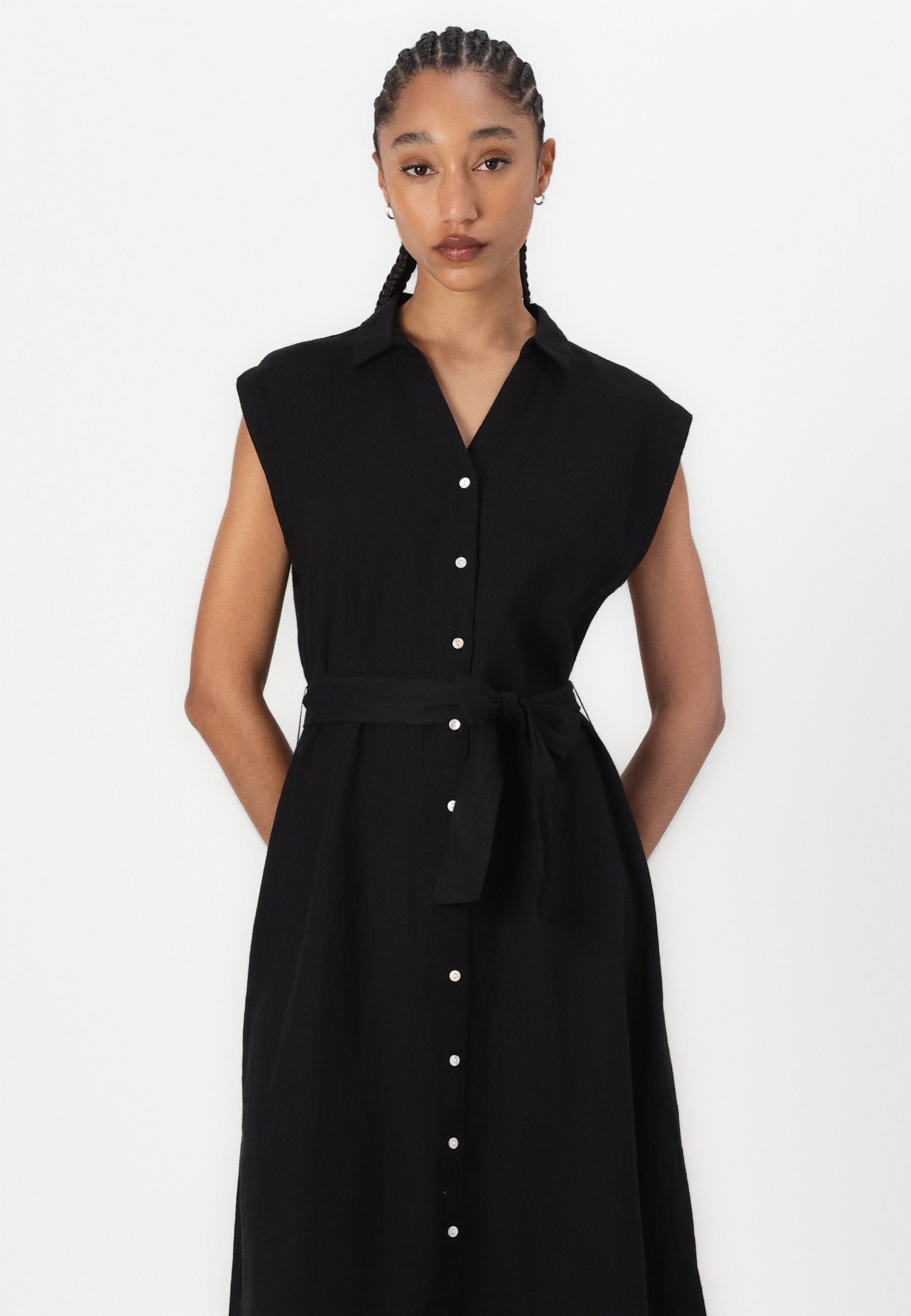 ICHI LINNO - Shirt dress - black - Zalando.co.uk