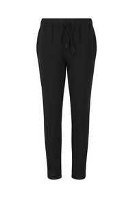 Svarta joggingsbyxor med elastisk midja och dragsko. Avsmalnande passform med mjukt material och minimala sömdetaljer. Avslappnad design.
