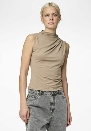 OHNE ÄRMEL PCMADISON DRAPIERTES - Top - taupe gray