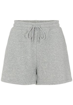 Grijze katoenen shorts met een elastische tailleband en verstelbaar trekkoord, met een gladde textuur en een ontspannen pasvorm.