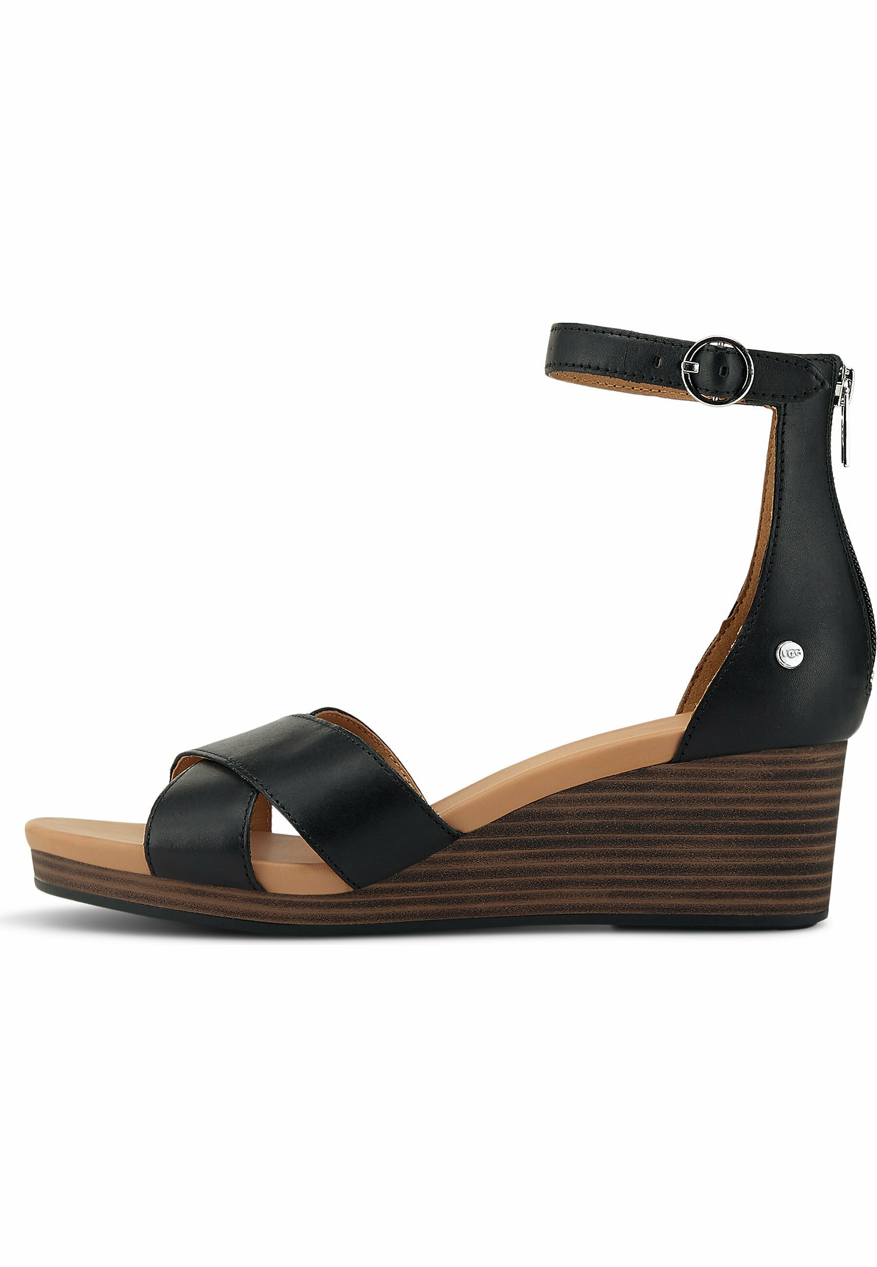 Taupe suède sandalen met lage sleehak - Dames | MANFIELD