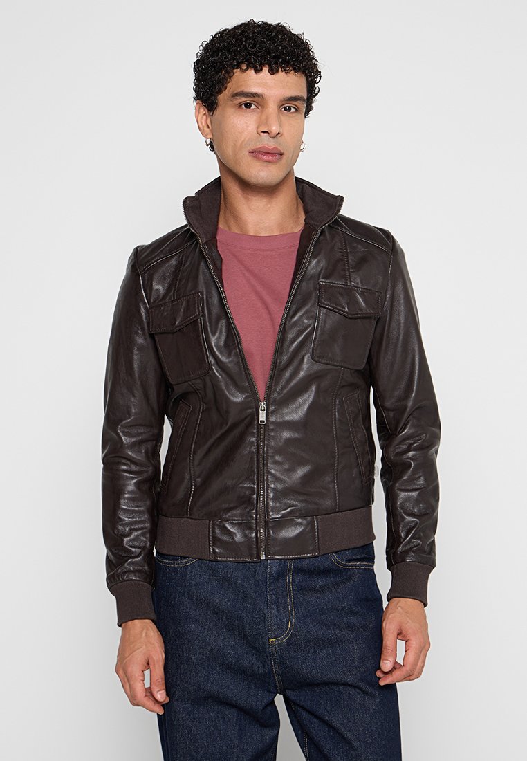 Lee Cooper Leren jas donkerbruin