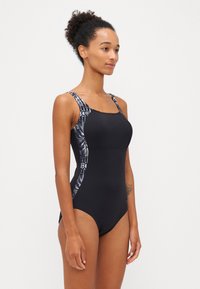 Speedo WOMENS SHAPING LUNALUSTRE PRINTED PIECE - Fürdőruha - black/oxid grey/white