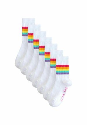 7 PACK   - Socks - white pastel rainbow